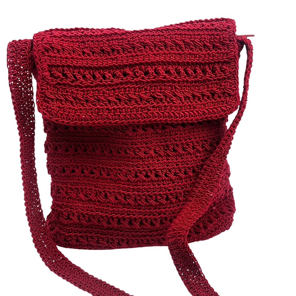 Sonoma Red Crochet Crossbody Bag Boho Woven Knit purse